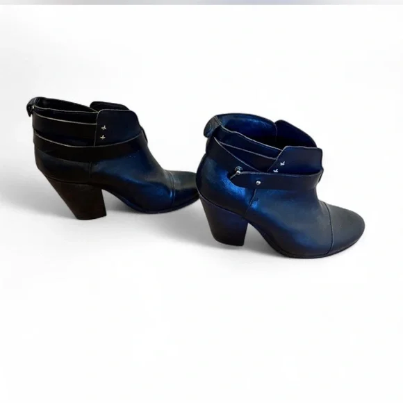 Rag & Bone Black Leather Moto Ankle Boots Size 6 EU 36 Handmade in Italy - Picture 6 of 15